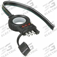 HOPKINS TOWING SOLUTIONS Flat Electric Connector: 4-Way, PVC, 16 ga Wire Gauge, Dust Cover/Grease (MPN 48138)