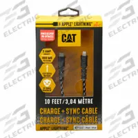 CAT USB Cable: Lightning End 1, Type C End 2, Black/Silver, 10 ft Lg, 2.0 USB Specification (MPN CAT-USBC-ACL). Key specifications — End 1 Connection Type: Lightning; Color: Silver; Brand: CAT; End 2 Connection Type: Type C.