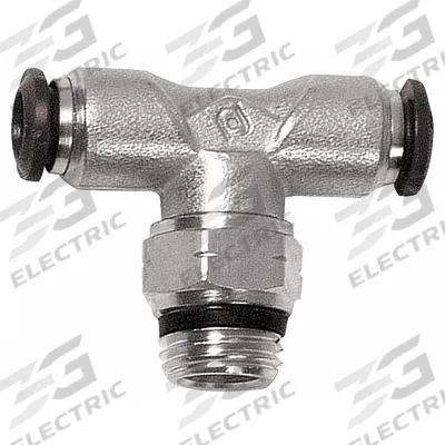 AIGNEP USA Push-Fit Tee Fitting: 8 mm OD x 8 mm OD x 3/8 in Pipe Size, Nickel, Silver - Nickel-Plated Brass Tube Fittings