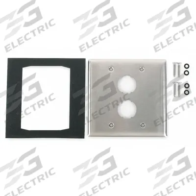 HUBBELL PREMISE WIRING Wall Plate: Gray, 2 Gang, 2 Port, Flat Module - Harsh Environment Wall Plates