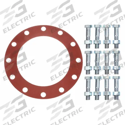Grainger Full Face Flange Gasket: Class 150, SBR, For 12 in Pipe, 1/8 in Thick, Red - SBR Full-Face Gaskets with Flange Bolts