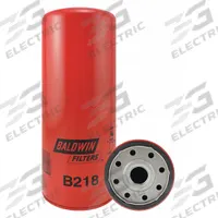 BALDWIN FILTERS Oil Filter: B218, 1 1/8"-16 Thread Size, 10 7/16 in Overall Ht, 4 1/4 in Outside Dia. Key specifications — Baldwin Interchange: B218; Brand: BALDWIN FILTERS; Compatible Vehicle Make: Liebherr; Includes: Anti-Drainback Valve; Media Material: Cellulose.