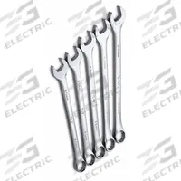 SK PROFESSIONAL TOOLS Combination Wrench Set: Alloy Steel, Chrome, 5 Tools, 15° Head Offset Angle (MPN 86041). Key specifications — attr309520: Chrome; attr309519: Alloy Steel; attr324929: SK PROFESSIONAL TOOLS; attr309512: Tray; attr309522: No; attr309533: No.