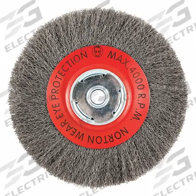 APPROVED VENDOR Wire Wheel Brush: Crimped Steel, 8 in Dia x 3/4 in Wd, 5/8 in Arbor - Light-Cleaning Brushes for Carbon Steel