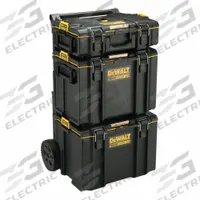 DEWALT Tough System Tool Box: 19 7/8 in W x 24 in D x 38 5/16 in H, Metal, Black (MPN DWST60436). Key specifications — attr1117159: Padlock; attr1117257: DEWALT; attr1117131: Black; attr1124427: Clip; attr1126396: Metal; attr1136067: Rigid.