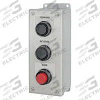 SIEMENS Control Station: (3) Flush Push Buttons, 0 Pilot Lights, 3NO/3NC, Forward/Reverse/Stop (MPN 52C301S). Key specifications — Brand: SIEMENS; Operator Legend: Forward/Reverse/Stop; Operator Color: Red; Operator Configuration: (3) Flush Push Buttons; Operator Configuration Type: (3) Push Buttons.