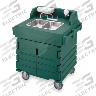 CAMBRO Portable Hand Sink: Water Heater Included, Dual Manual Handle, 1 gpm Flow Rate - Two-Bowl Portable Hand Sinks with Faucets