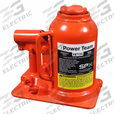 POWER TEAM Bottle Jack: Steel, Mechanical, 12 ton Load Capacity, 3 3/4 in Max Lift - High-Clearance Bottle Jacks