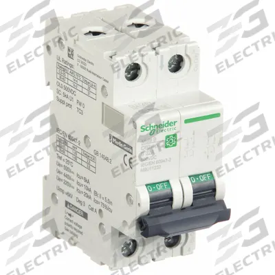 SCHNEIDER Supplementary Protector: 6 A Amps, 500V DC, 5kA at 250V DC, Screw Clamp - DC-Only Rated, 2-Pole UL1077 DIN Rail-Mount Supplementary Protectors