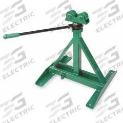GREENLEE Ratcheting Reel Stand: 0 Spindles, 24 in x 24 in x 47 in, For 90 in Max Spool Dia, Steel (MPN 656). Key specifications — Adjustment Type: Ratchet; Brand: GREENLEE; Color: Green; Material: Steel; Finish: Powder Coated; For Maximum Spool Diameter: 90 in.