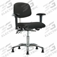 ESD/Cleanroom Chair: Vinyl, Arms Included, Ht Range 19 in to 24 in, 19 in Seat Wd, 18 in Seat Dp (MPN BR-NECR-DHCH-CR-T0-A1-EG-ESDBLK). Key specifications — Foot Support: No; Back Tilt Backward: 13.5°; Back Tilt Forward: 10.5°; Base Material: Aluminum; Brand: APPROVED VENDOR; Product Type: Cleanroom Chair; Cleanroom Class: ISO 5; ESD-Safe: ESD-Safe.