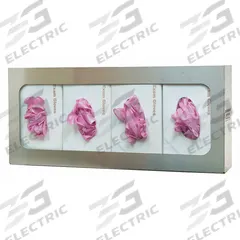 BOWMAN DISPENSERS Glove Dispenser: Stainless Steel, 22 1/4 in Overall Wd, 10 in Overall Ht, Wall (MPN GS-060). Key specifications — Dispenser Layout: (4) Boxes; Fill Direction: Left Load; Material: Stainless Steel; Brand: BOWMAN DISPENSERS; Color: Silver.