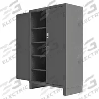 DURHAM MFG Storage Cabinet: 60 in x 24 in x 78 in, Swing Handle & Electronic Keypad/Card Reader (MPN 3704CX-BLP4S-95). Key specifications — attr62698: Gray; attr62736: Welded; attr87895: Legs; attr62693: Assembled; attr62737: Stationary; attr62694: Adjustable; attr62695: Powder Coated; attr62696: Steel.
