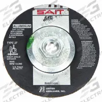 SAIT Depressed Center Cut-Off Wheel: Type 27, 5" x 0.045" x 5/8"-11, Aluminum Oxide, 46 Grit, A46N (MPN 23307). Key specifications — Series: A46N; Brand: UNITED ABRASIVES-SAIT.