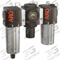 ARO Filter/Regulator/Lubricator: 1/2 in NPT, 150 scfm, 140 psi Max Op Pressure, 5 micron, Metal Bowl (MPN C38341-811). Key specifications — attr109588: 2000; attr109524: ARO.