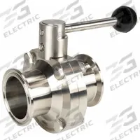 DIXON Butterfly Valve: 3/4 in Pipe Size, Clamp, 140 psi Max. Pressure (CWP), 316L Stainless Steel, 4 (MPN B5107E075CC-A). Key specifications — Average Surface Roughness (Ra): ≤ 32 micron; Brand: DIXON; Stop Positions: 4; Handle Type: Lever; Body Material: 316L SS; Disc Material: 316L SS.