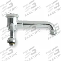 CHICAGO FAUCETS Spout: Spout, Single-Bend, Swivel Spout, Brass, Polished Chrome, Laminar, UNEF (MPN L5VBJKCP). Key specifications — Includes: Mounting Hardware; Product Type: Spout; Spout Style: Swivel; Body Material: Brass; Color/Finish: Polished Chrome; Brand: CHICAGO FAUCETS.