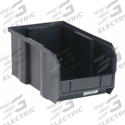 QUANTUM STORAGE SYSTEMS Hang and Stack Bin: 8 1/4 in x 14 3/4 in x 7 in, Black - Recycled Plastic Bins