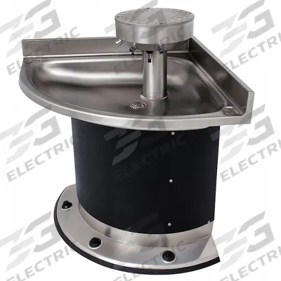 ACORN Wash Fountain: Black/Silver, Stainless Steel, Corner, 37 in Overall Wd - Foot-Operated Push Button Wash Fountains