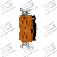 HUBBELL Receptacle: Hospital Grade, Duplex, 5-20R, Orange, 125V AC, 20 A, 2 Pole / 3 Wire (MPN HBL8300STO)