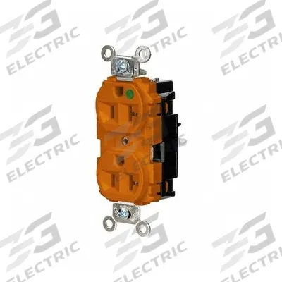 HUBBELL Receptacle: Hospital Grade, Duplex, 5-20R, Orange, 125V AC, 20 A - General Purpose Receptacles