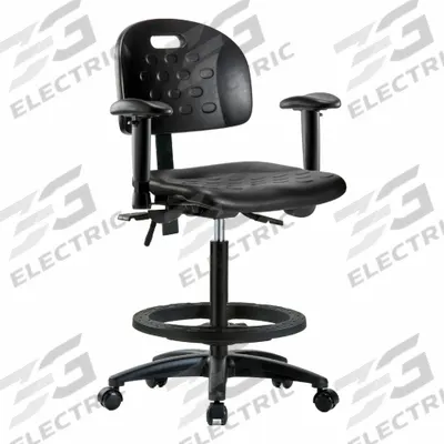 APPROVED VENDOR Ergonomic Chair: Polyurethane, Arms Included, Ht Range 24 1/4 in to 34 in - Polyurethane Lab Chairs