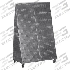 APPROVED VENDOR A-Frame Pegboard Truck Kit: Round, 1/4 in Peg Holes, 32 in x 20 in x 51 in, Silver (MPN WOWCART32). Key specifications — Caster Wheel/Configuration: (2) Swivel; (2) Swivel with Brake; Color: Silver; Material: Steel; Brand: APPROVED VENDOR.