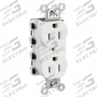 HUBBELL Receptacle: Duplex, 5-15, White, 125V AC, 15 A, 2 Pole / 3 Wire (MPN SNAP5262WA)