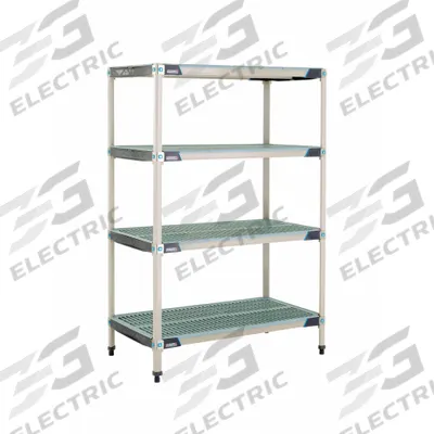 METRO Plastic Industrial Shelving: 24 in x 42 in, 62 in Overall Ht, 4 Shelves - Harsh-Environment Antimicrobial Stationary Plastic Shelving