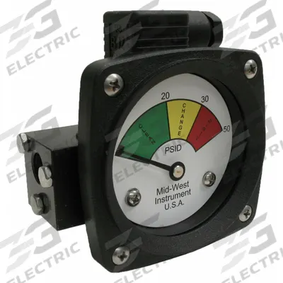 MIDWEST INSTRUMENT 3-Color Differential Pressure Indicator: 1,000 psig Max - Differential Pressure Indicators with Switch