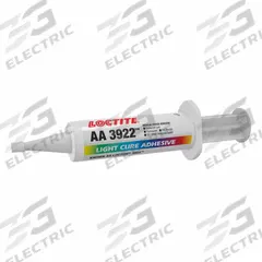 LOCTITE UV Cure Adhesive: AA 3922, UV Cured, 25 mL, Syringe, Pale Yellow, Thin Liquid (MPN 312057). Key specifications — Series: AA 3922; Cured Color: Pale Yellow.