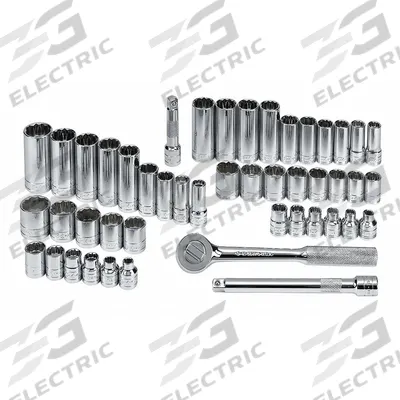 SK PROFESSIONAL TOOLS Socket Wrench Set: 3/8 in Drive, 47 Piece, 12-Point - SAE & Metric Socket Sets with Drive Tools