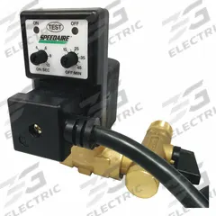 SPEEDAIRE Timed Electric Auto Drain Valve: 1/2 in NPT Pipe, 1/4 in Drain, 4 gpm, 115 V (MPN 53DN44). Key specifications — attr294755: SPEEDAIRE; attr292031: 1 sec to 10 sec.