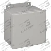 WIEGMANN Enclosure: Steel, 4 in x 4 in x 4 in, NEMA 12/13, Solid Cover, Hinged (MPN B040404CH). Key specifications — Brand: WIEGMANN; Closure Method: Clamps; Knockouts: Not Included.