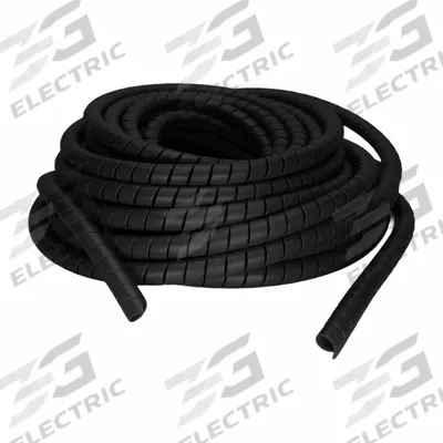 RHINO Hose Protection Spiral Guard: 2 17/100 in Dia, 25 ft Lg, Black - Fire-Resistant & Antistatic Spiral Hose Wraps
