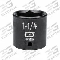 GEARWRENCH General Purpose Impact Sockets: 1/2 in Drive Size, SAE, 1 1/4 in Socket Size, 6-Point (MPN 84514N). Key specifications — attr1215501: GEARWRENCH; attr1215515: Black Oxide; attr1215518: 1-1/4 in.