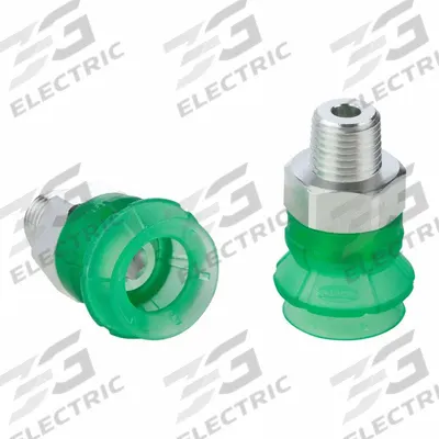 SCHMALZ Vacuum Pad Assembly: 1.5 Folds, 1/8 in NPT, 26.3 mm Pad Dia, Elastodur ED - Bellows Type Packaging Industry Vacuum Pad Assemblies