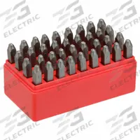 APPROVED VENDOR Hand Stamp Kit: 0 thru 9 (6 doubles as 9)/Ampersand (&)/A thru Z, 2 1/2 in Shank Lg (MPN 1F111). Key specifications — Material: Steel; Brand: APPROVED VENDOR; Characters Included: A thru Z.
