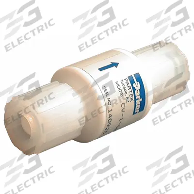 Parker Check Valve: 3/8 in Pipe Size, Flare x Flare, PTFE, For Corrosives/Gen Purpose Media - PTFE Poppet Check Valves