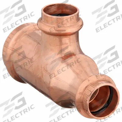 VIEGA PROPRESS Crimp Tee Fitting: Tee, 2 in CTS x 1 1/4 in CTS x 1 1/4 in CTS size - Plumbing Copper & Bronze Press Tube Fittings