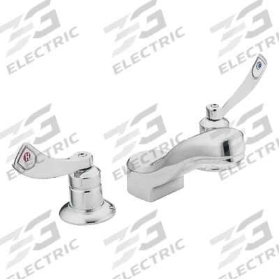MOEN Low Arc Bathroom Faucet: M-Dura, Brass, Chrome Finish, 1.2 gpm Flow Rate - Widespread Handle Bathroom Faucets