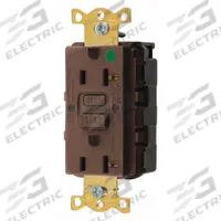 HUBBELL GFCI Receptacle: Hospital Grade Fed. Spec., Decorator Duplex, 5-20R, Brown, GFCI, 125V AC (MPN SNAPGF83)