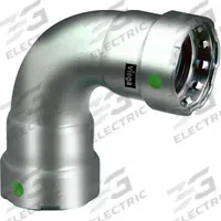 VIEGA MEGAPRESS Crimp Elbow Fitting: 1 1/4 in Pipe x 1 1/4 in Pipe Size, Press-fit x Press-fit, EPDM (MPN 90835). Key specifications — Brand: VIEGA MEGAPRESS.