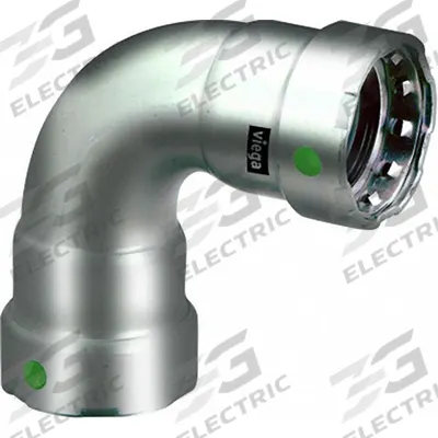 VIEGA MEGAPRESS Crimp Elbow Fitting: 1 1/4 in Pipe x 1 1/4 in Pipe Size, Press-fit x Press-fit - Potable Water Stainless Steel Press Fittings