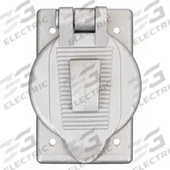 HUBBELL WIRING DEVICE-KELLEMS Weatherproof Cover: Cast Aluminum, Receptacles, 1 Gangs, No Enclosure (MPN HBL3393). Key specifications — Brand: HUBBELL WIRING DEVICE-KELLEMS; Color: Aluminum; Compatible with Product Type: Receptacles; Mounting Orientation: Vertical.
