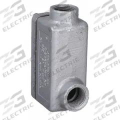 Conduit Outlet Body: Iron, Triple Coat Epoxy Coating, 3/4 in Trade Size, LB Body, Threaded (MPN ERLB75). Key specifications — Compatible Conduit Trade Size: 3/4 in; Thread Gender: Female; Hub Style: Threaded; Cover Included: Yes; Body Style: LB; Connection Type: Threaded; Back Type: Flat; Hazardous Location: Yes.