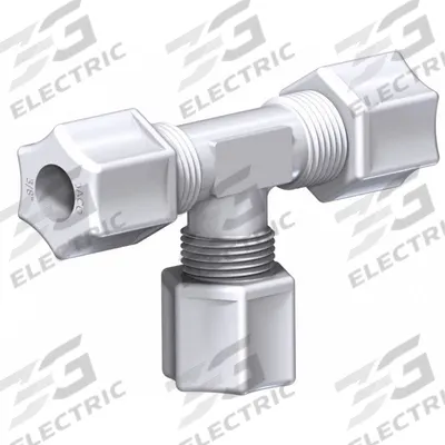 JACO Union Tee: 3/4 in OD x 3/4 in OD x 3/4 in OD Size, Polypropylene - Polypropylene Compression Tube Fittings