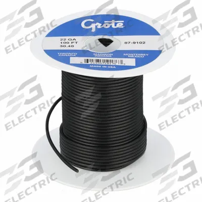 BATTERY DOCTOR Primary Automotive Wire: GPT, 100 ft, 1 Conductor, 22 AWG, Black - PVC-Insulated General Purpose Primary Wires