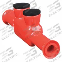BURNDY Multitap Connector: 2 Port, In-Line Entry, 1/0 AWG – 3/0 AWG Wire Size, Burial Rated, Red (MPN BISR3/0DB). Key specifications — Body Material: Aluminum; Brand: BURNDY.