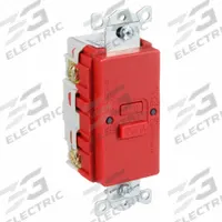GFCI Receptacle: Red, 125V AC, 20 A, Auto Reset Type, 2 Pole, 3 Wire (MPN GFBFST20R). Key specifications — Brand: HUBBELL.